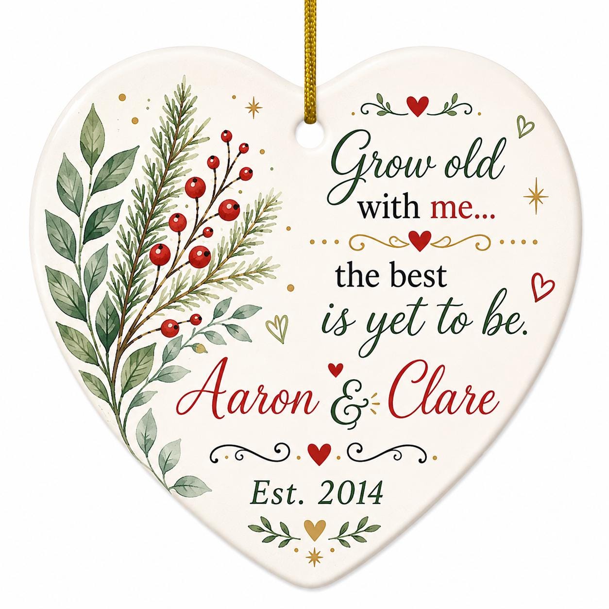 Married Ornament Keepsake, Wedding Date ornament, Wedding Gift, Heart Calendar, Anniversary Gift, Our First Christmas, Newlywed Gift