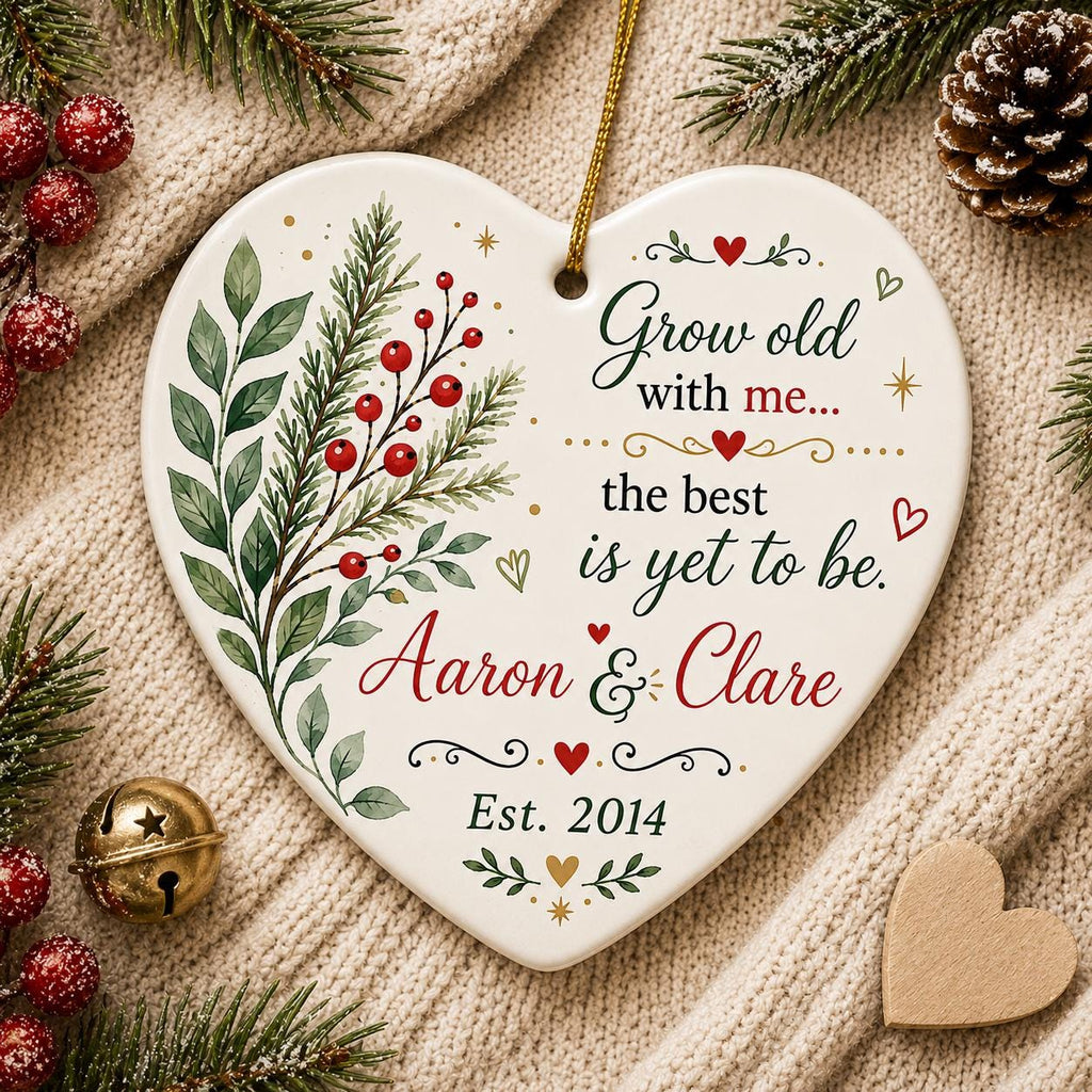 Married Ornament Keepsake, Wedding Date ornament, Wedding Gift, Heart Calendar, Anniversary Gift, Our First Christmas, Newlywed Gift