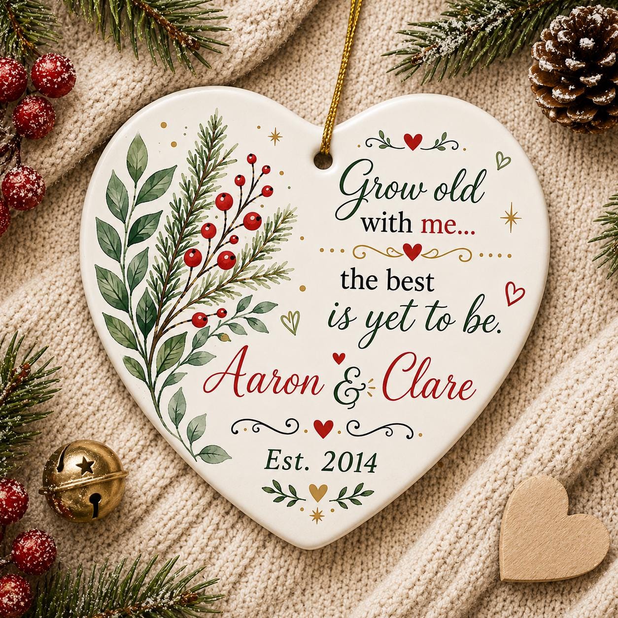 Married Ornament Keepsake, Wedding Date ornament, Wedding Gift, Heart Calendar, Anniversary Gift, Our First Christmas, Newlywed Gift