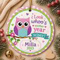 Owl Christmas Ornament, Whimsical Cartoon Decor, Kids Keepsake (Custom Year)Personalized