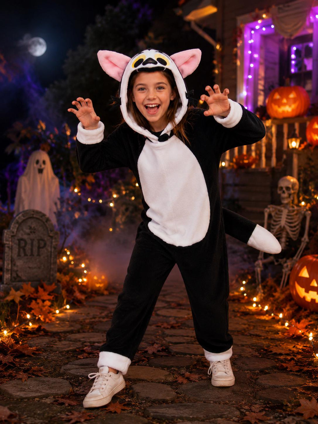 Figaro Cat Halloween Costume Outfit, Kids Black Cat Halloween Costume, Cute Cartoon Cat Costume, Plush Cat Costume for Kids