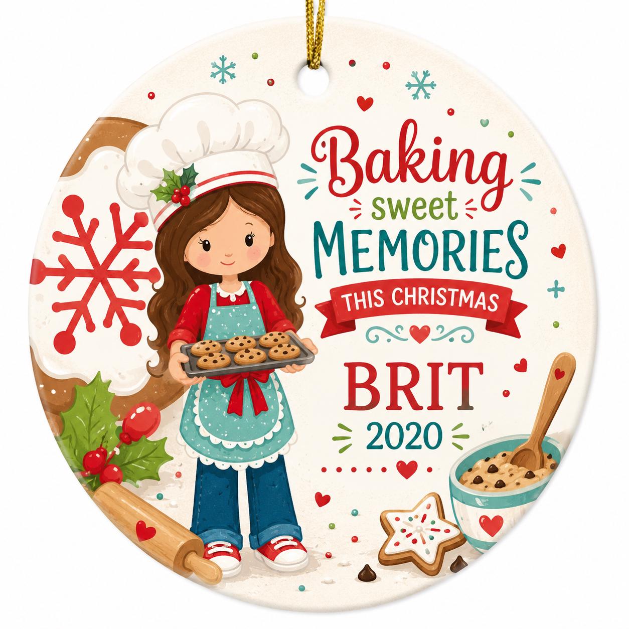 Little Baker Christmas Ornament, Custom Chef Keepsake, Baking Memories DecorPersonalized
