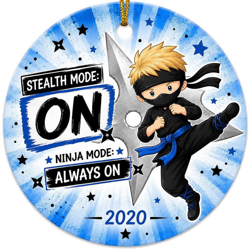 Ninja Ornament, Stealth Mode On Ceramic Keepsake, Boys Martial Arts GiftPersonalized