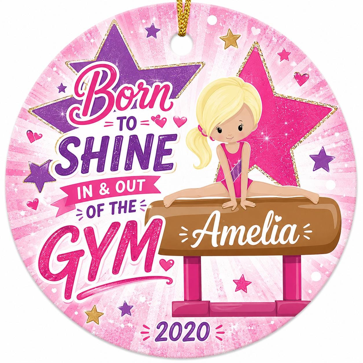 Gymnastics Ornament, Custom Gymnast Name, Vault Decor, Ceramic KeepsakePersonalized