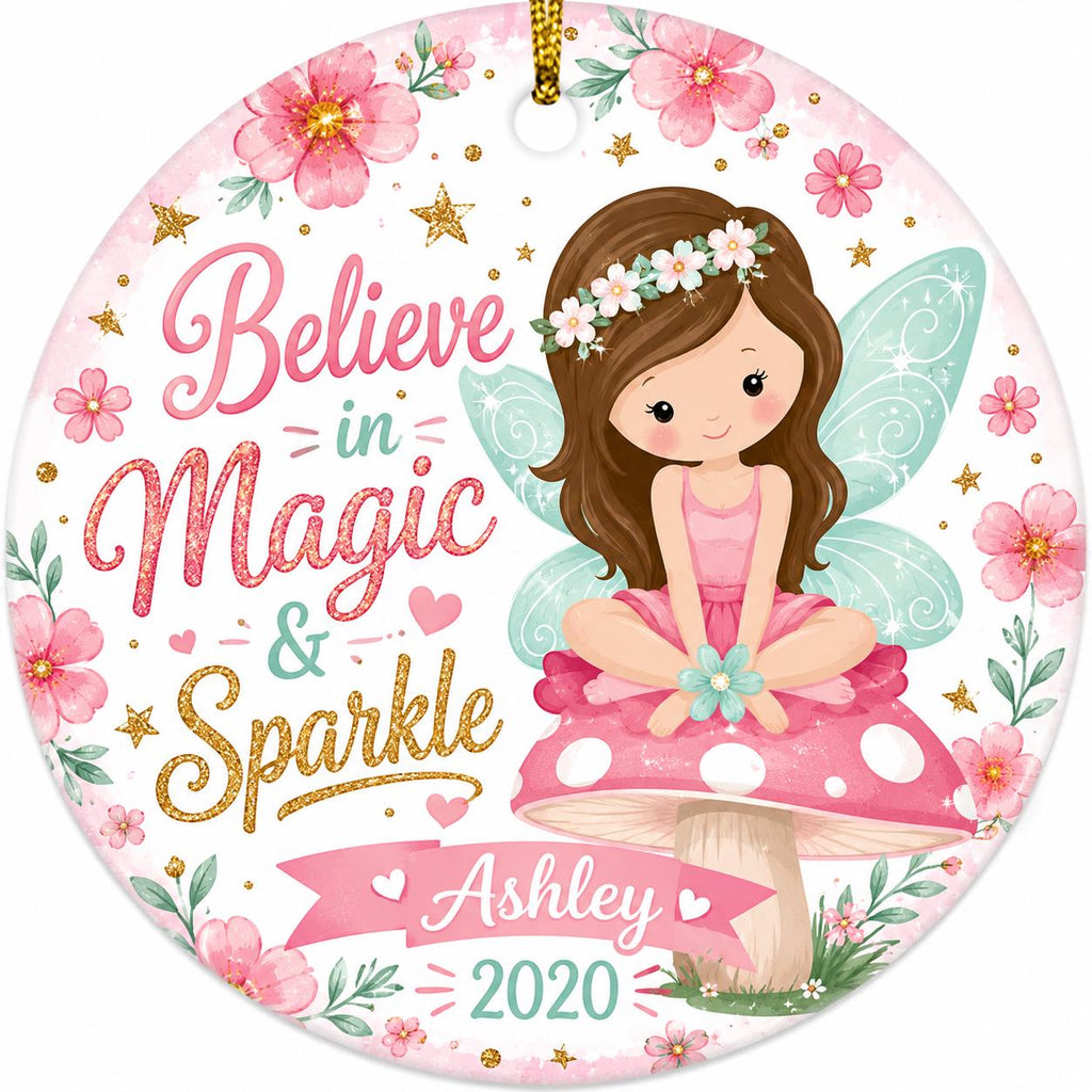 Fairy Garden Ceramic Ornament, Custom Name Keepsake, Magical Flower Fairy DecorPersonalized