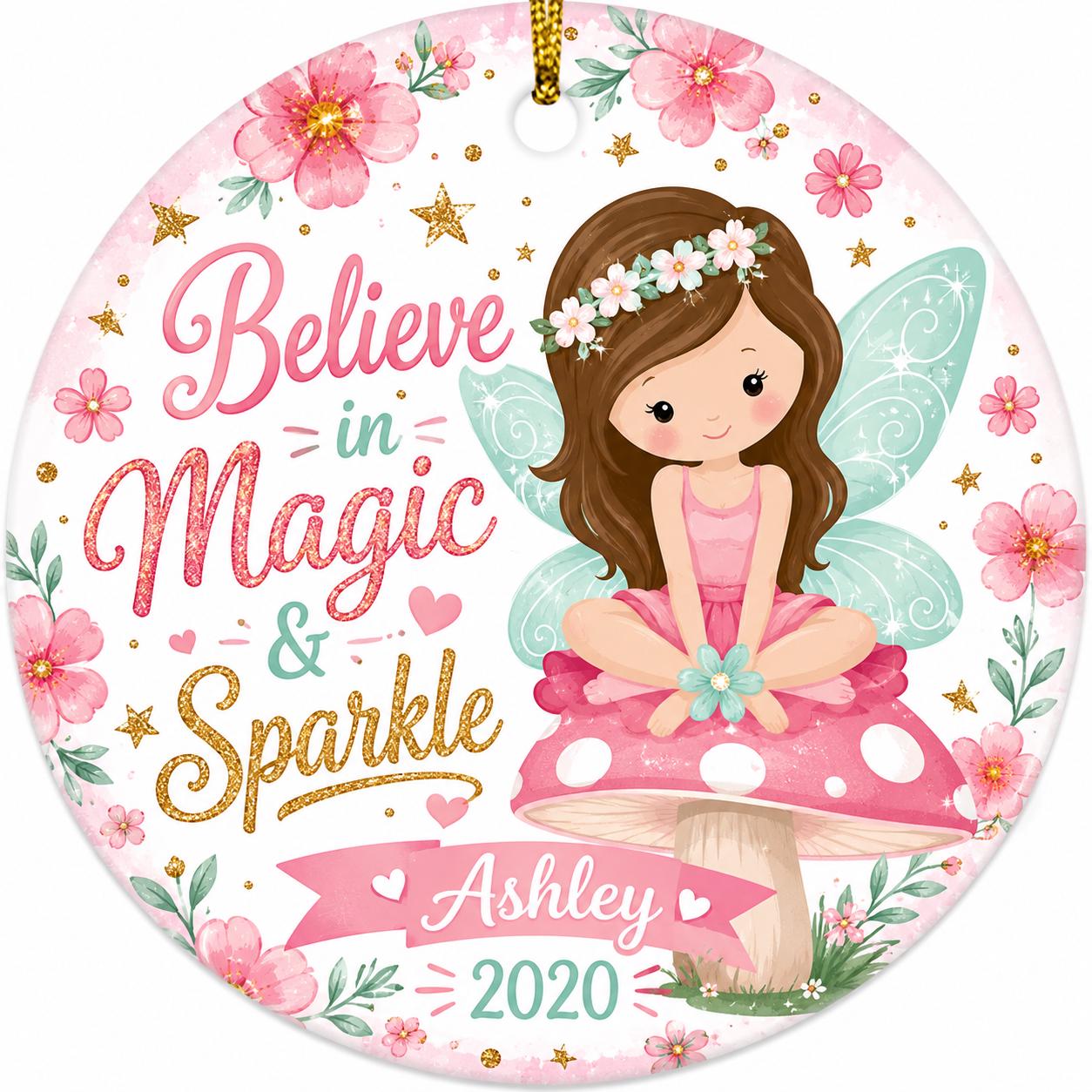 Fairy Garden Ceramic Ornament, Custom Name Keepsake, Magical Flower Fairy DecorPersonalized