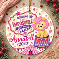 Circus Lion Ornament, Custom Name Keepsake, Pink Nursery DecorPersonalized