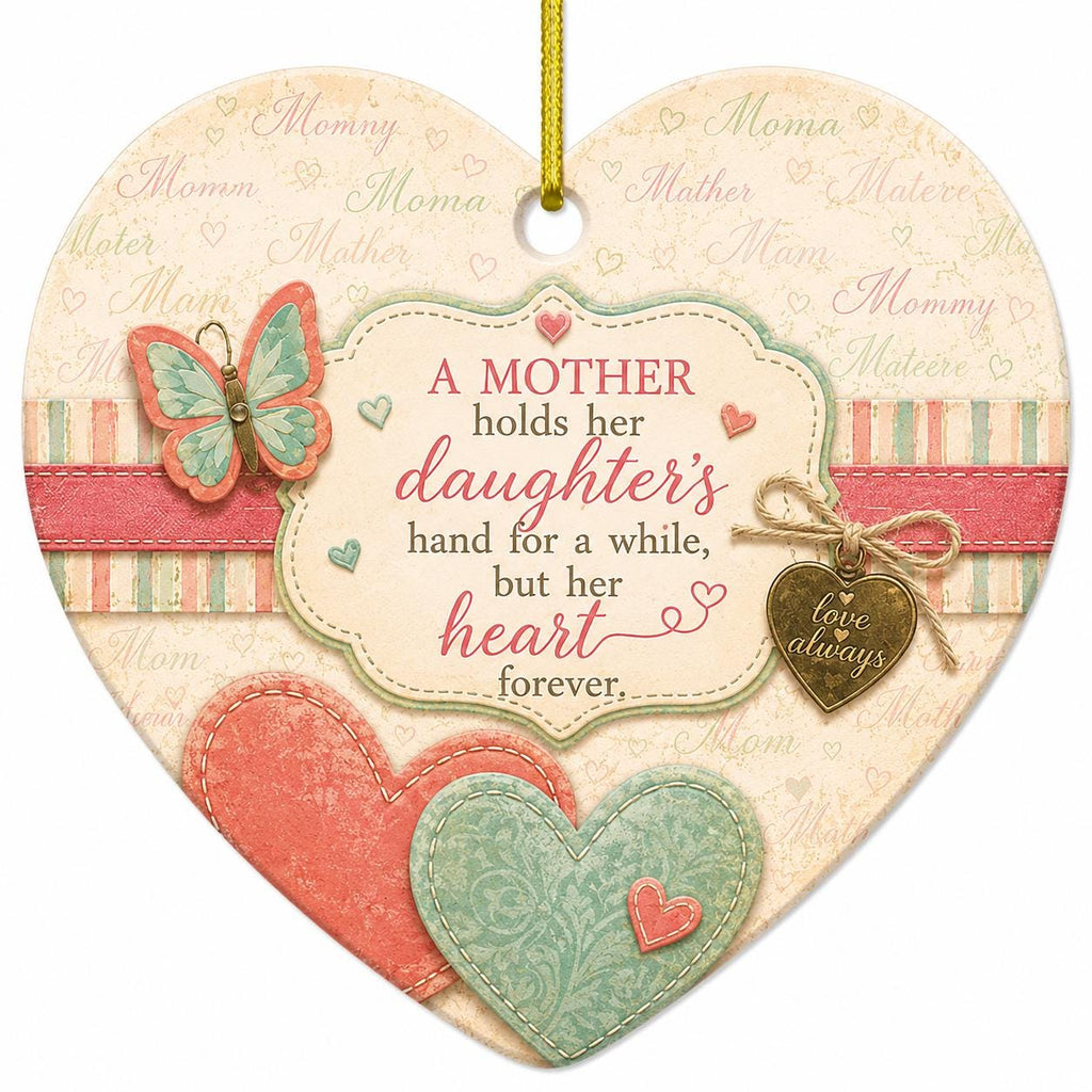 Mother Daughter Ceramic Ornament, Forever Heart Keepsake, Family Connection DecorPersonalized