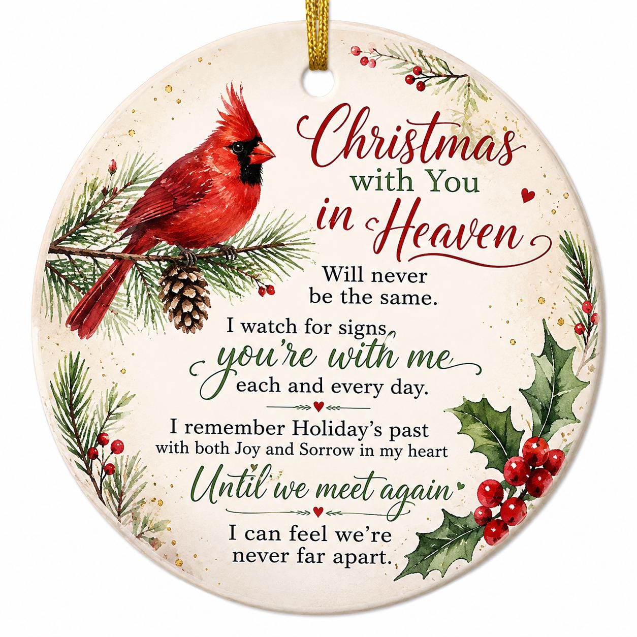Cardinal Memorial Christmas Ornament, Custom Poem KeepsakePersonalized