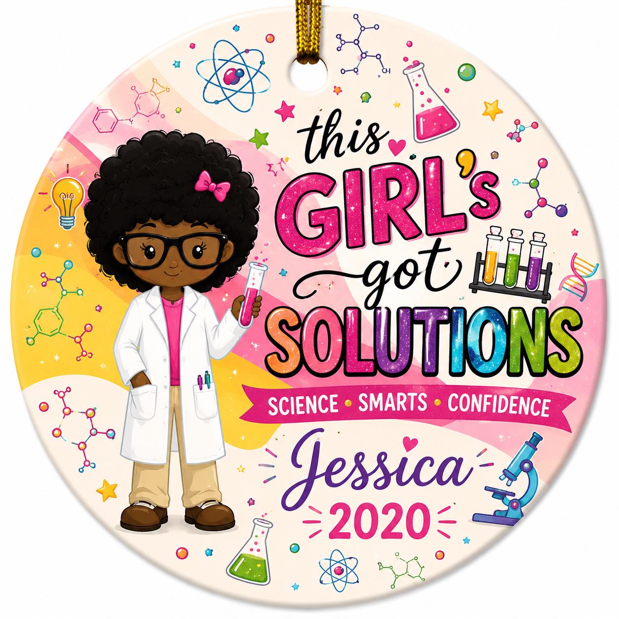 Girl Scientist Ornament, STEM Gift, Black Girl Magic Science Decor, Chemistry KeepsakePersonalized