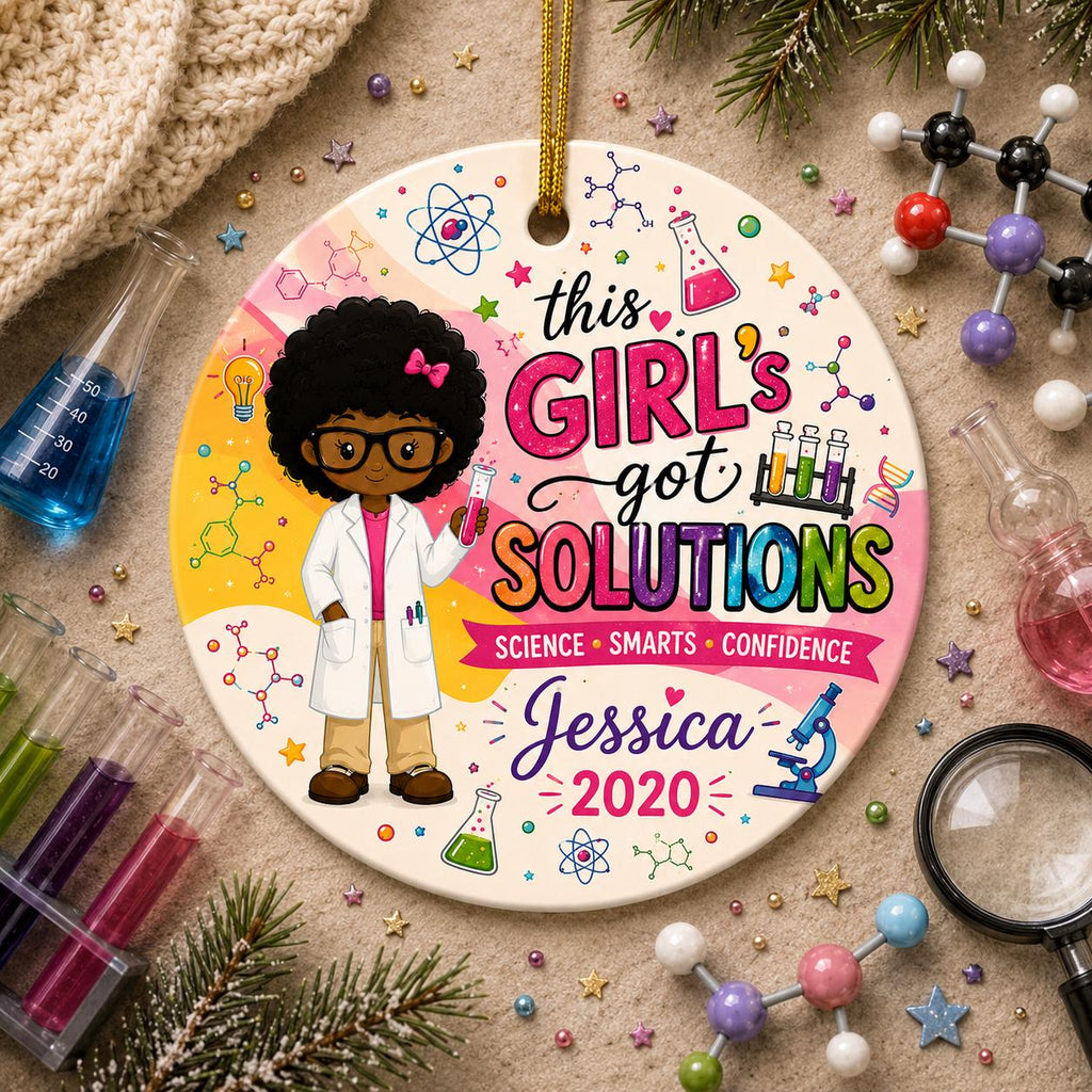 Girl Scientist Ornament, STEM Gift, Black Girl Magic Science Decor, Chemistry KeepsakePersonalized