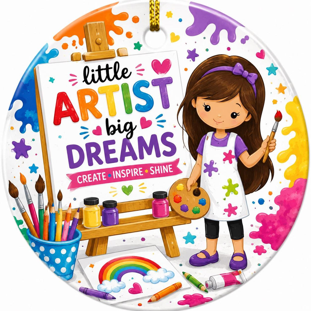 Little Artist Ceramic Ornament, Personalized Painter Gift, Whimsical Art Studio DecorPersonalized