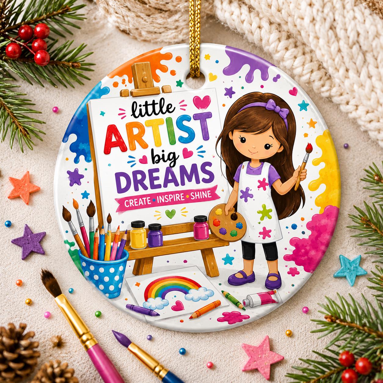 Little Artist Ceramic Ornament, Personalized Painter Gift, Whimsical Art Studio DecorPersonalized