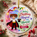Magician Christmas Ornament, Custom Name Girl Magic Gift, Stage Performer Ceramic KeepsakePersonalized