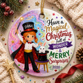 Magician Girl Ornament, Custom Magic Show Gift, Whimsical Ceramic KeepsakePersonalized