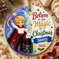 Magician Christmas Ornament, Magic Show Ceramic Keepsake, Kids Christmas KeepsakePersonalized