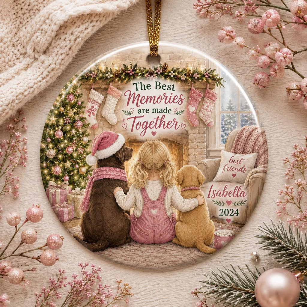 Labrador Dog Christmas Ornament, Cozy Family ScenePersonalized