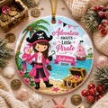 Pirate Girl Ornament, Pink Parrot Island Theme, Kids Christmas KeepsakePersonalized