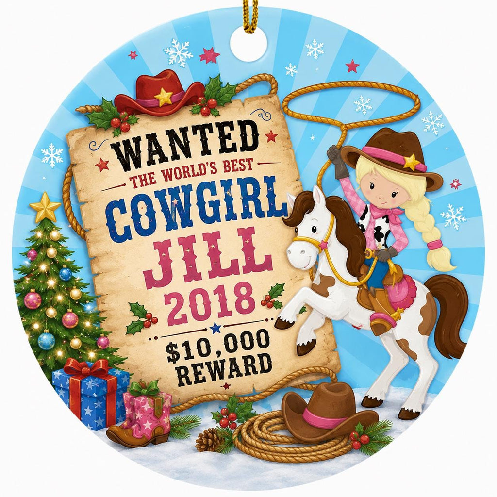 Cowgirl Ornament, Custom Western Keepsake, Horse Lover Christmas DecorPersonalized