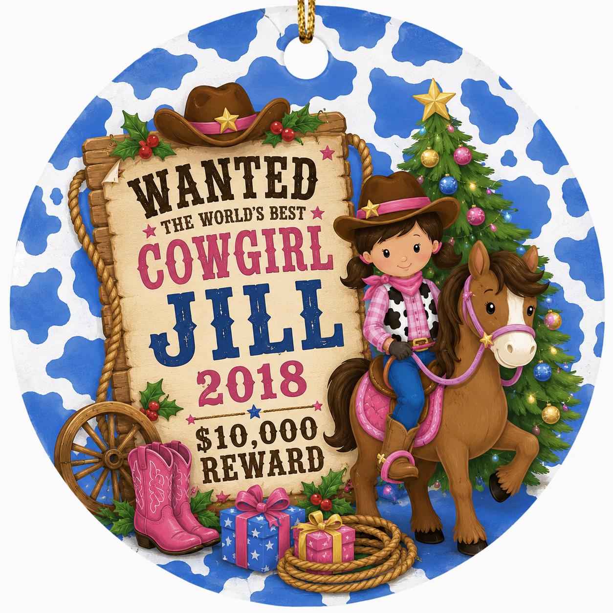 Cowgirl Ornament, Western Christmas Keepsake, Horse Lover GiftPersonalized