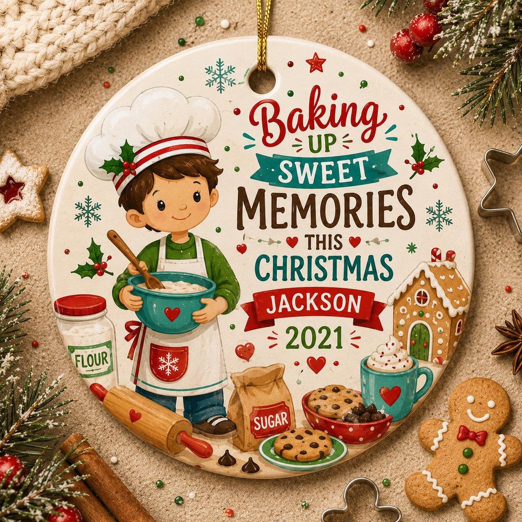 Ceramic Baking Ornament, Little Boy Chef Christmas KeepsakePersonalized