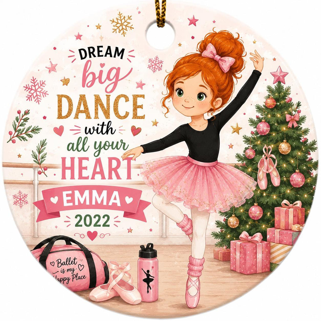 Ballerina Ornament, Custom Ceramic Dancer Keepsake, Christmas Ballet GiftPersonalized