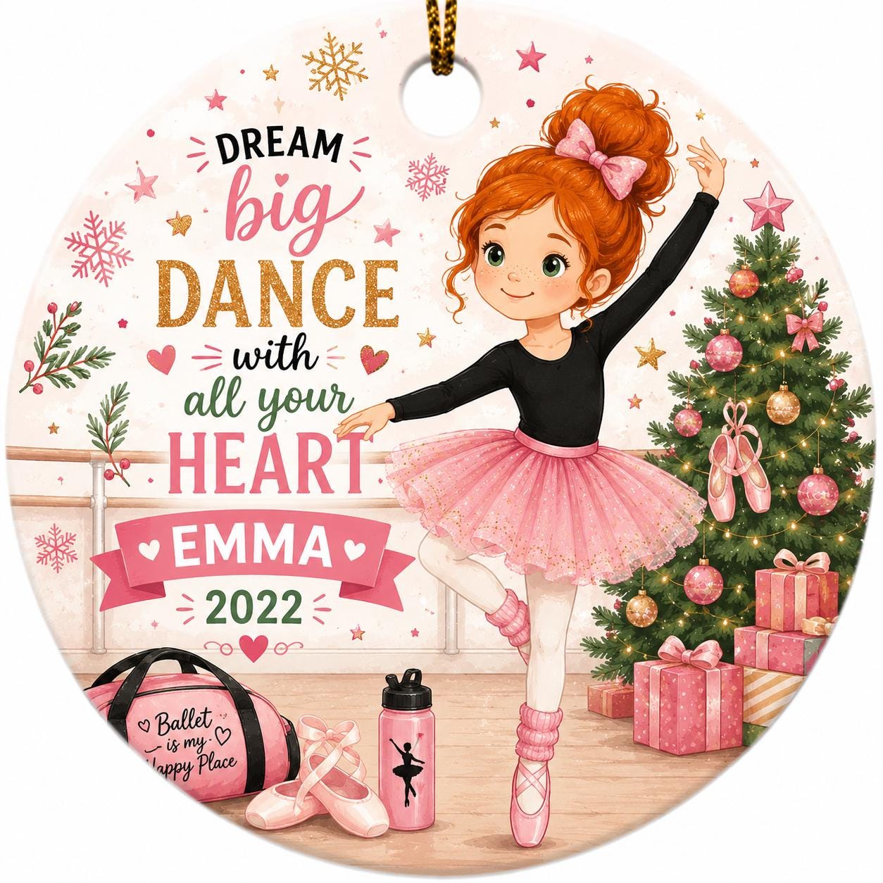 Ballerina Ornament, Custom Ceramic Dancer Keepsake, Christmas Ballet GiftPersonalized