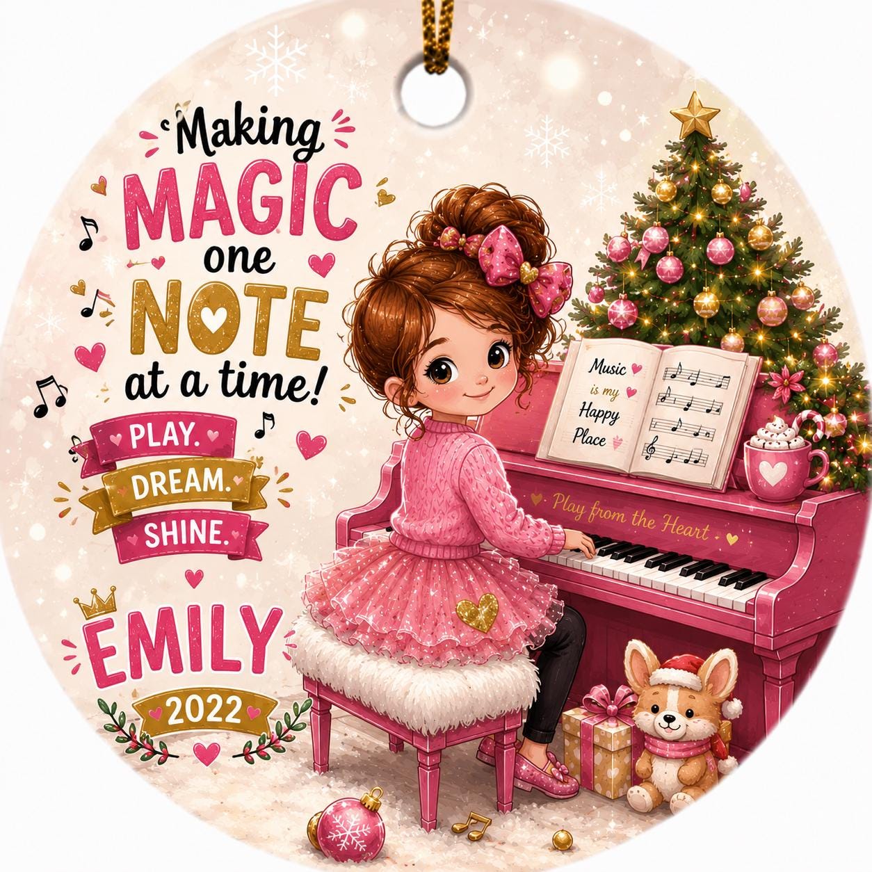 Piano Ornament, Music Lover Christmas Keepsake, Custom Recital GiftPersonalized