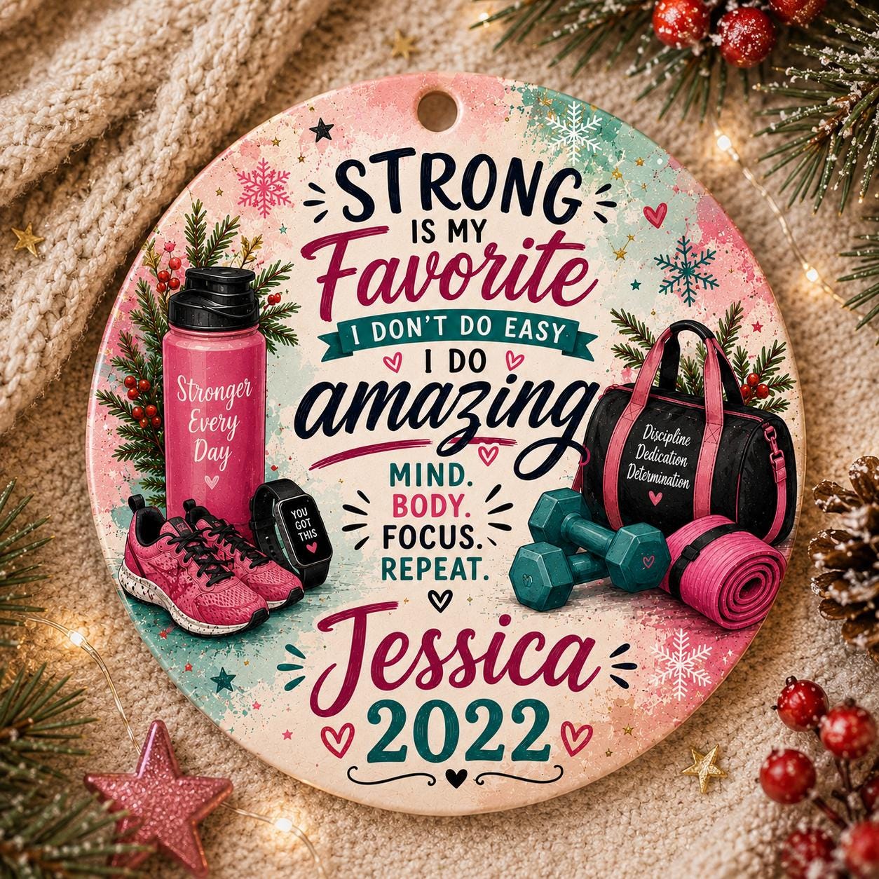 Fitness Ornament, Gym Lover Keepsake, Motivational Athlete Decor, Christmas GiftPersonalized