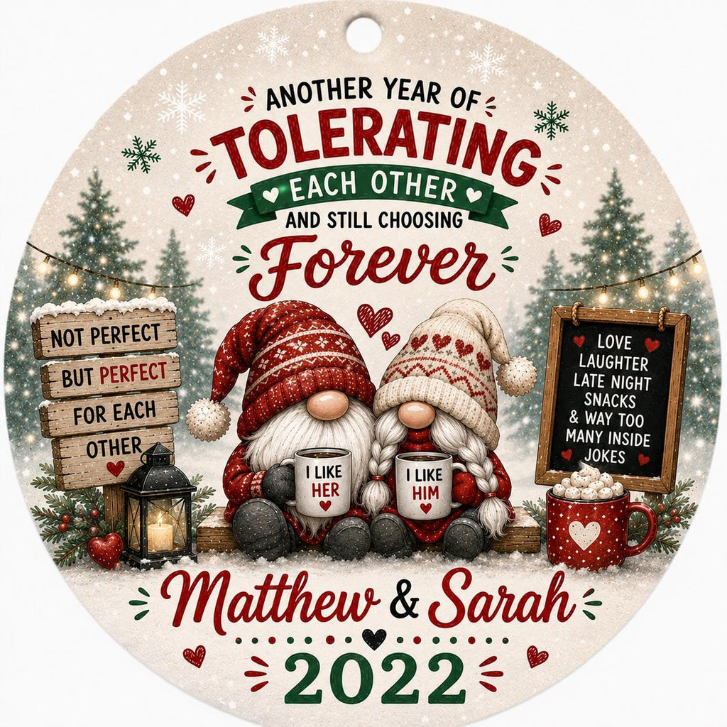 Gnome Couple Ornament, Funny Marriage Anniversary Keepsake, Christmas DecorPersonalized