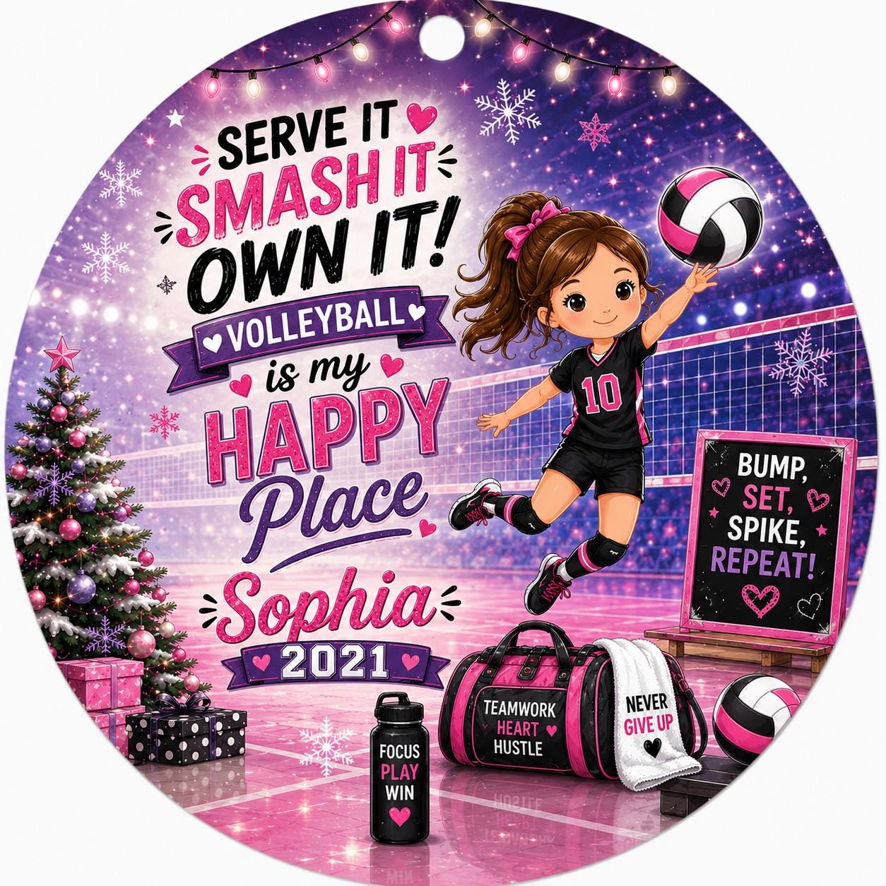 Girls Volleyball Ornament, Custom Athlete Keepsake, Sports Girl DecorPersonalized