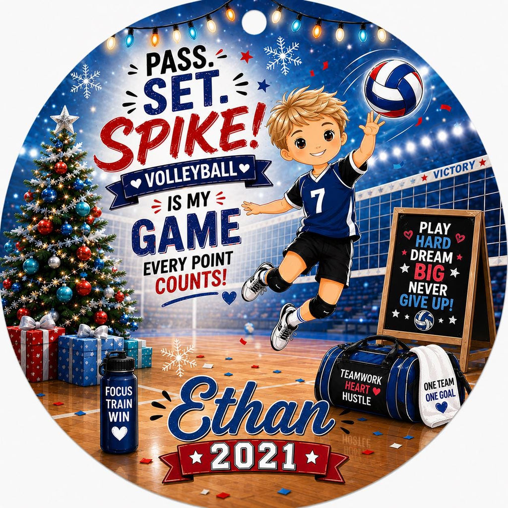 Boys Volleyball Ornament, Custom Sports Keepsake, Athlete Holiday DecorPersonalized