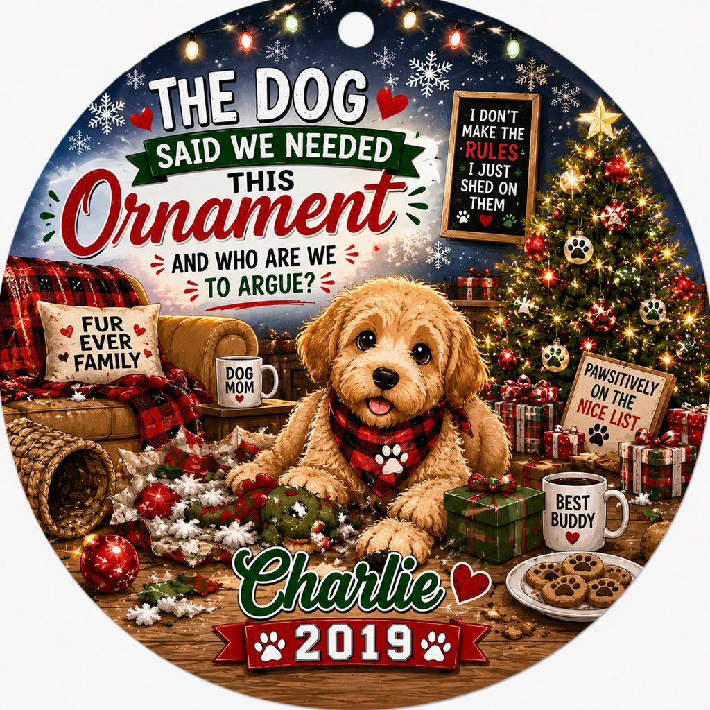 Dog Christmas Ornament, Funny Dog Lover Keepsake, Custom Pet OrnamentPersonalized