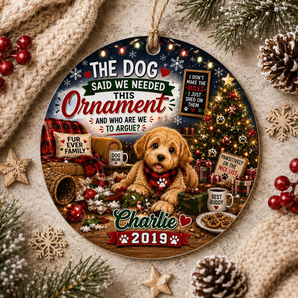 Dog Christmas Ornament, Funny Dog Lover Keepsake, Custom Pet OrnamentPersonalized