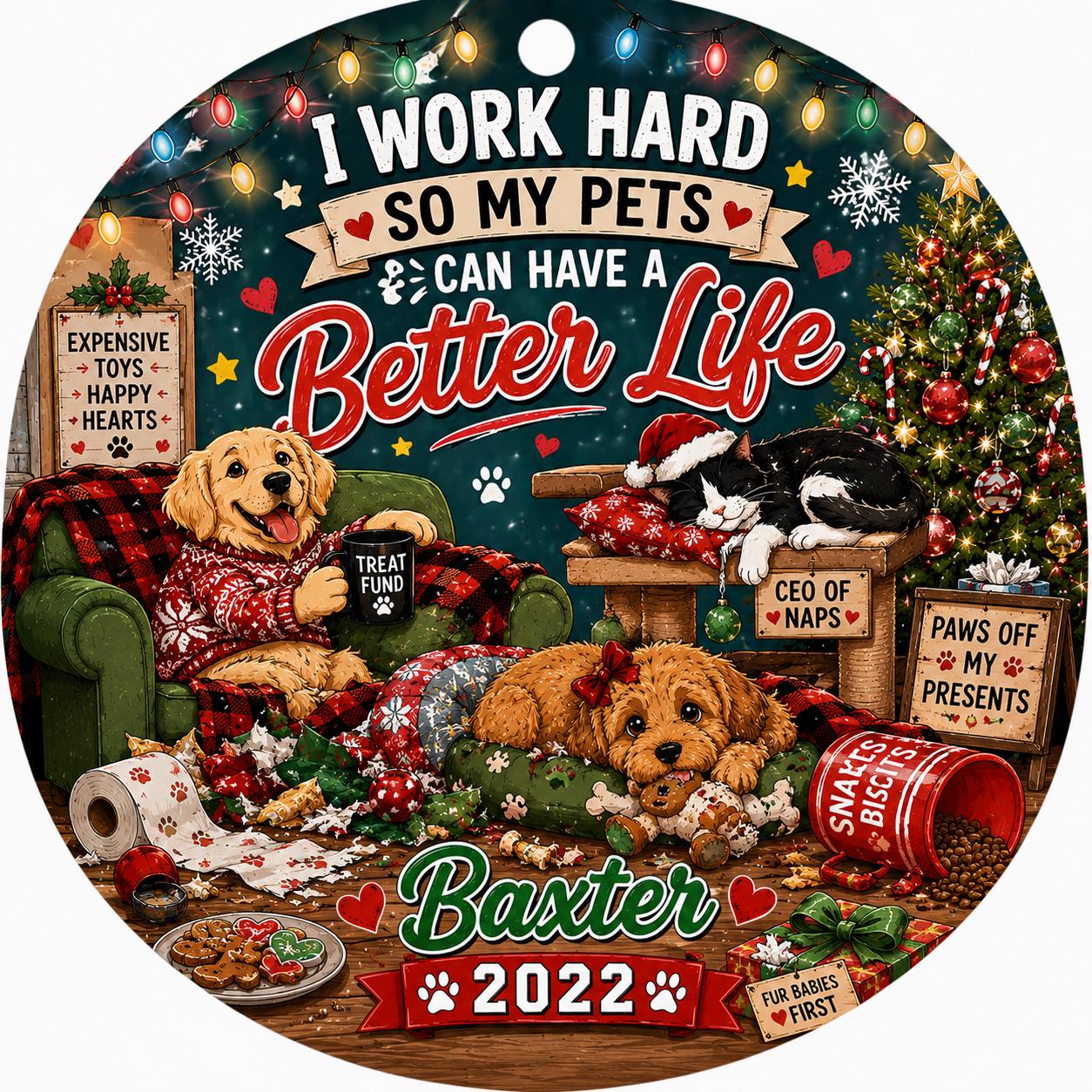 Pet Christmas Ornament, Dog Cat Fur Baby Keepsake, Funny Pet Parent GiftPersonalized