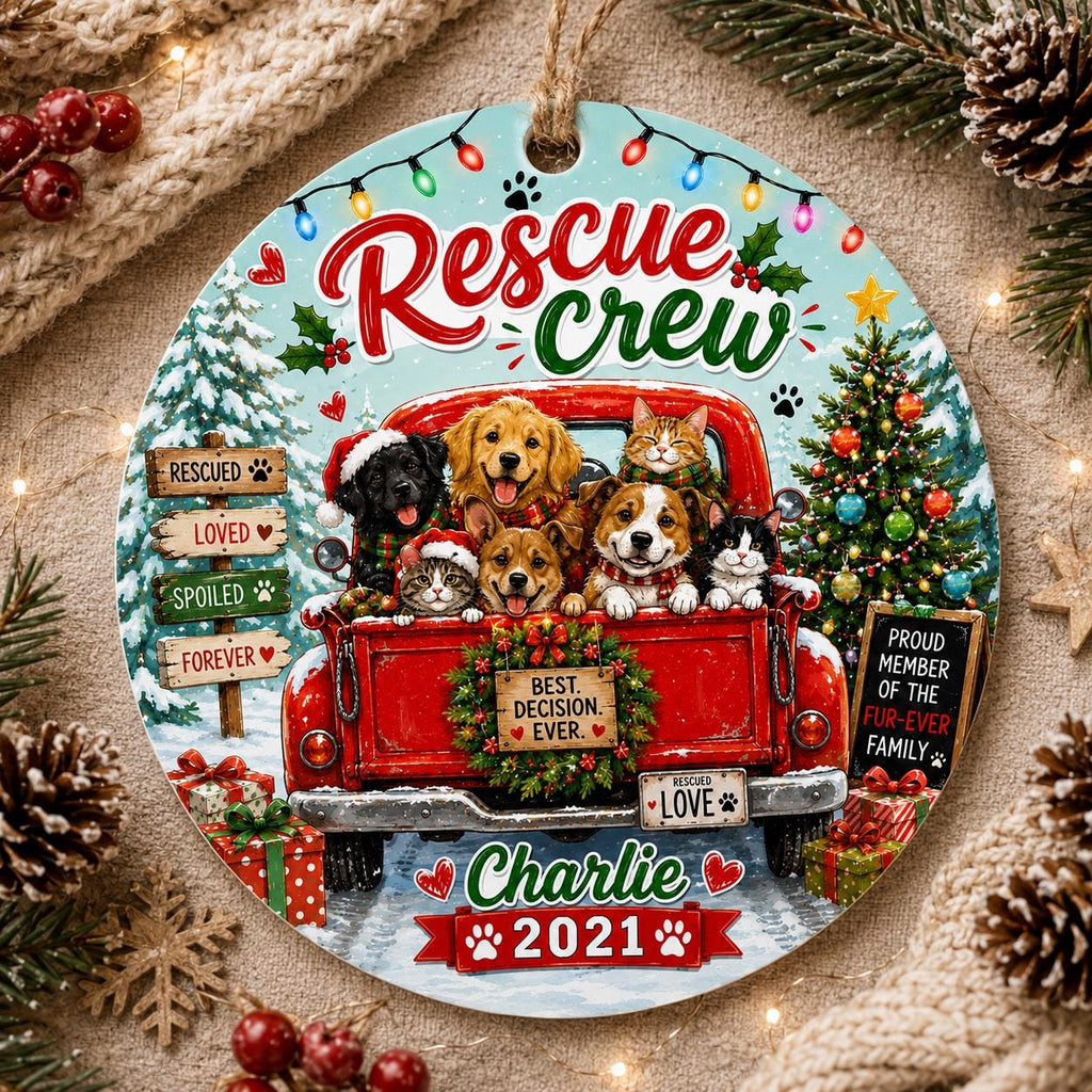 Rescue Crew Ornament, Adopt Don't Shop Pet Lover KeepsakePersonalized