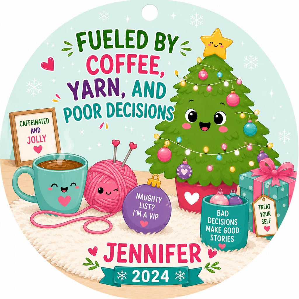 Coffee Yarn Ornament, Funny Crafter Christmas Keepsake (2024)Personalized