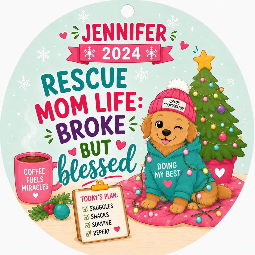 Ornament for Dog Mom, Rescue Dog Keepsake, Pet Lover Holiday GiftPersonalized
