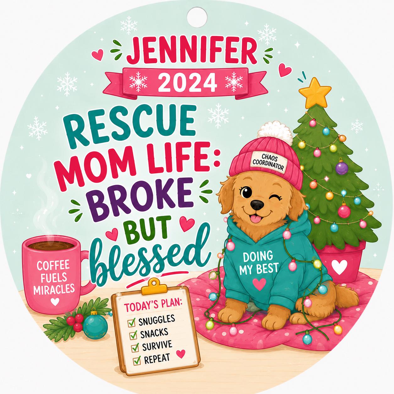 Ornament for Dog Mom, Rescue Dog Keepsake, Pet Lover Holiday GiftPersonalized