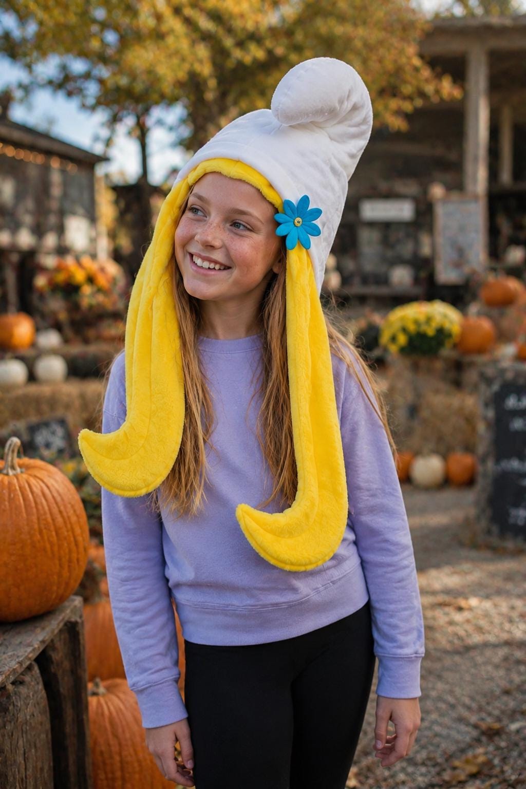 Smurfette Hat Wig Halloween Costume , Blue Character Hat Costume, Cartoon Inspired Halloween Accessory, Fantasy Cosplay Hat