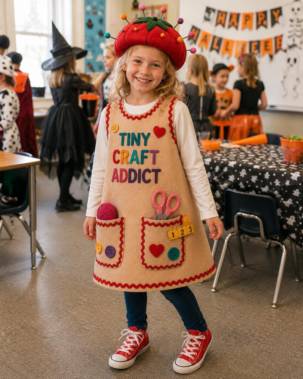 Tiny Craft Addict Costume for Kids, Funny Crafter Halloween Costume, Sewing Dress Up Outfit, Handmade Maker Costume