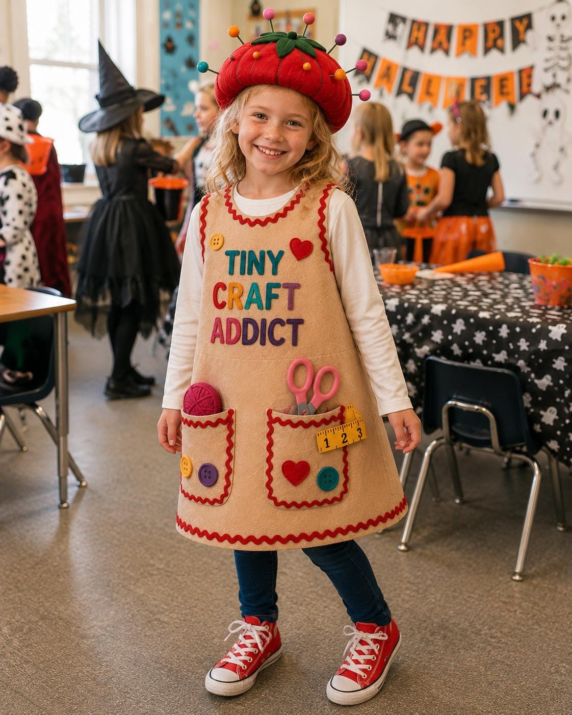 Tiny Craft Addict Costume for Kids, Funny Crafter Halloween Costume, Sewing Dress Up Outfit, Handmade Maker Costume