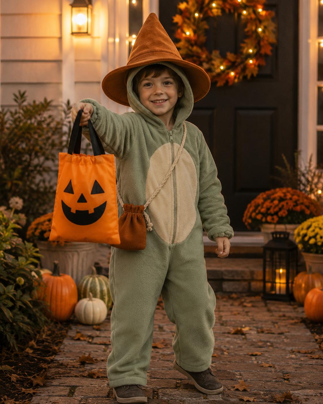 Kids Frog Mage Wizard Halloween Costume Outfit for Boys and Girls