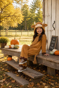 Kids Highland Cow Fleece Costume, Cozy Animal Onesie, Farm Halloween Outfit