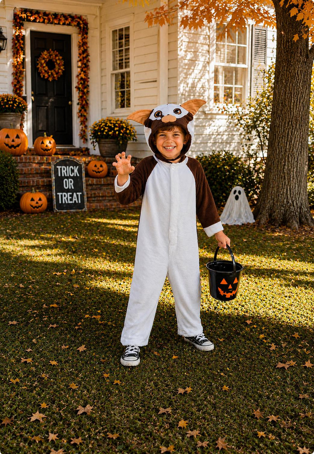 Kids Gizmo Gremlins Fleece Halloween Costume, 80s Movie Monster Outfit