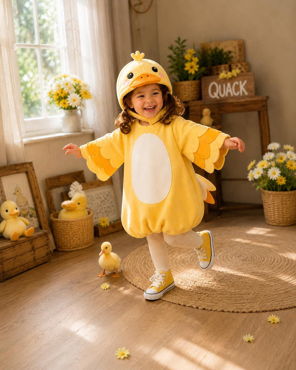 Handmade Fleece Puddle Duck Costume, Tunic Style Animal Outfit, Toddler Halloween Dress Up