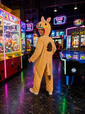 Unisex Camel Fleece Costume, Two-Piece Hooded Bodysuit, Desert Animal Halloween Outfit