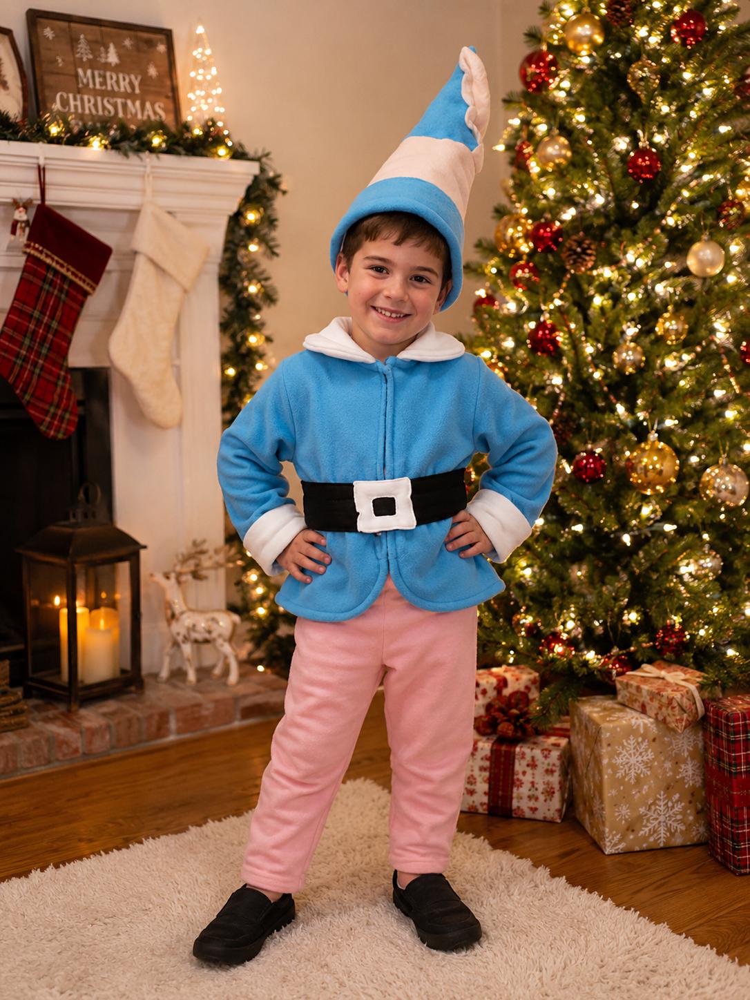 Hermey Elf Costume, Blue Fleece, Christmas Cosplay Outfit