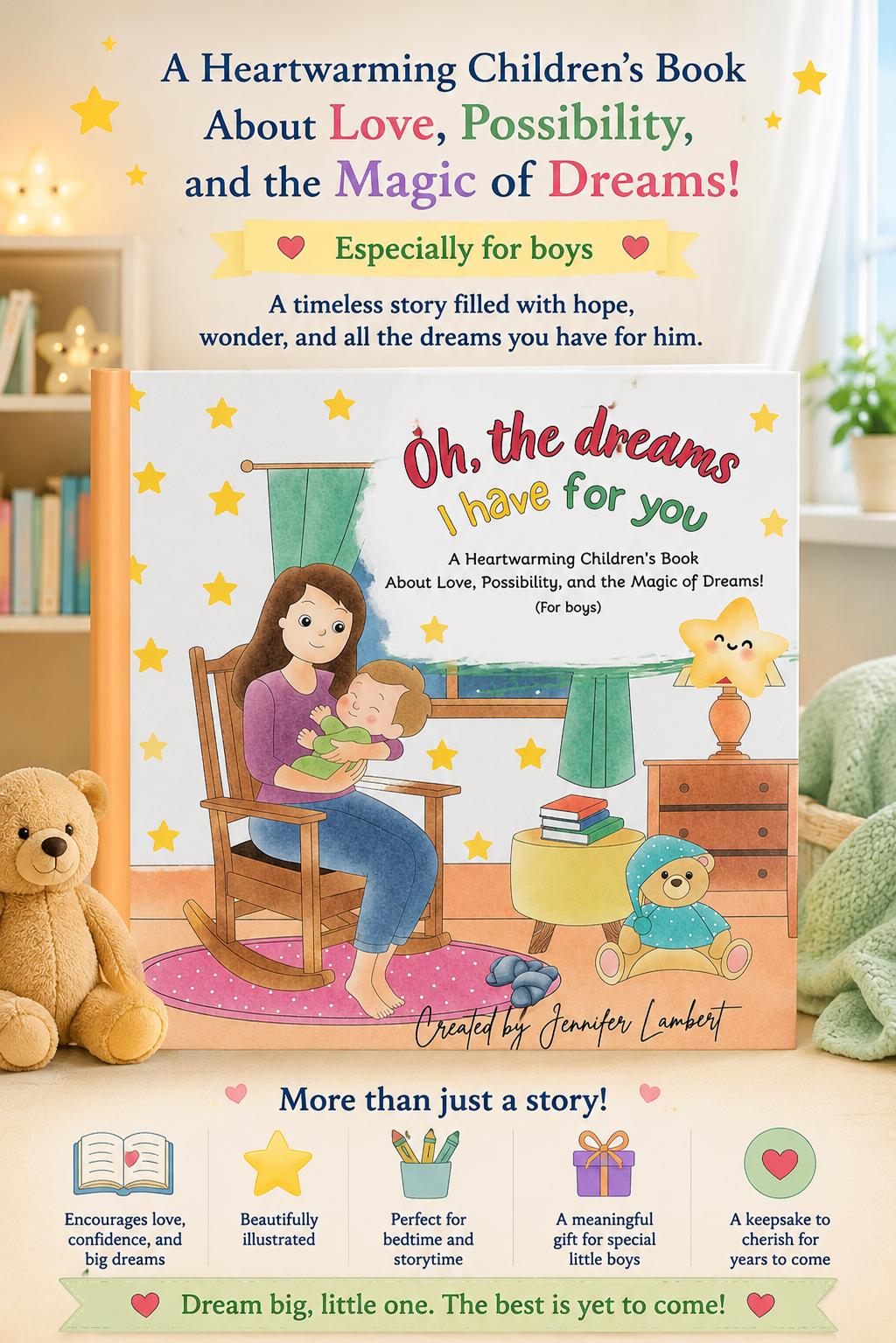 Oh, The Dreams I Have For You For Boys, Personalized Baby Keepsake Book, Signed Bedtime Story Gift for Boys