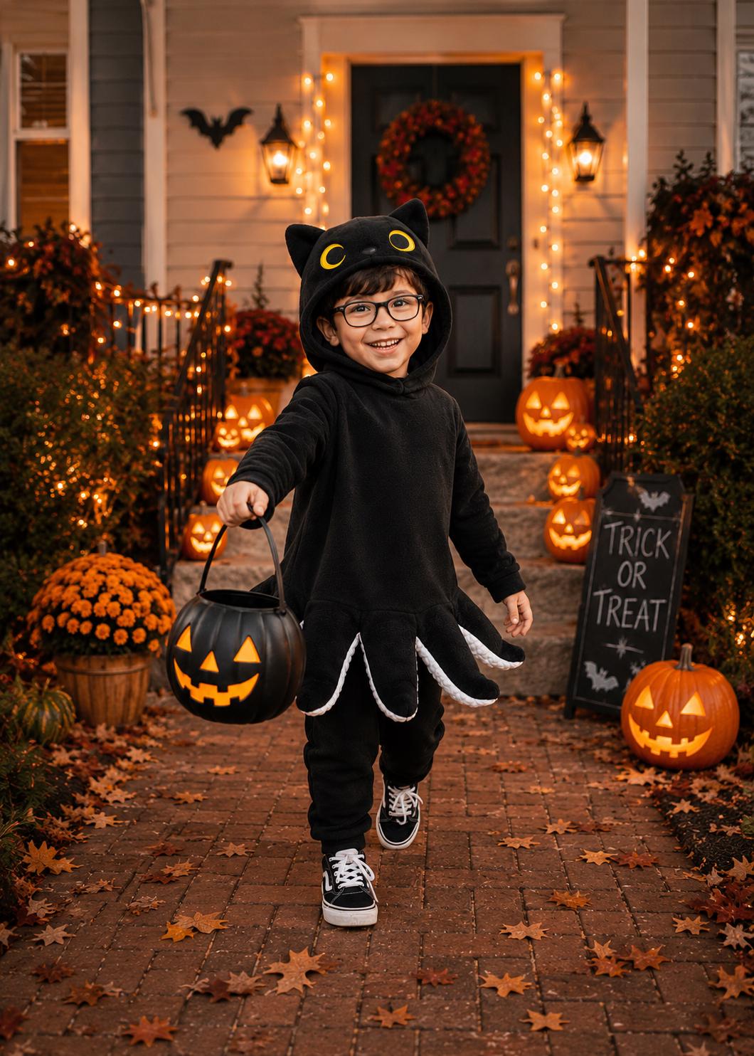Catopus Kids Halloween Costume, Black Cat Octopus Costume for Children